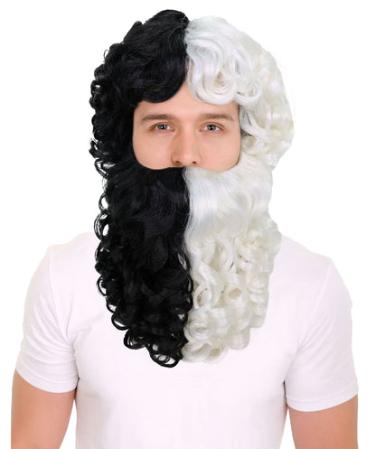 Men Pegan God Wig and Full Beard Set , Multiple Color Cosplay Halloween Wig , Premium Breathable Capless Cap