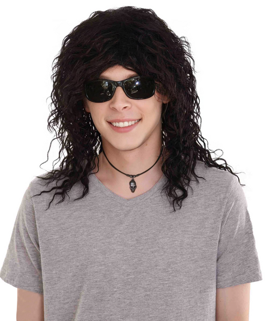 Rock Star Men's Wig | Black Halloween Wig | Premium Breathable Capless Cap