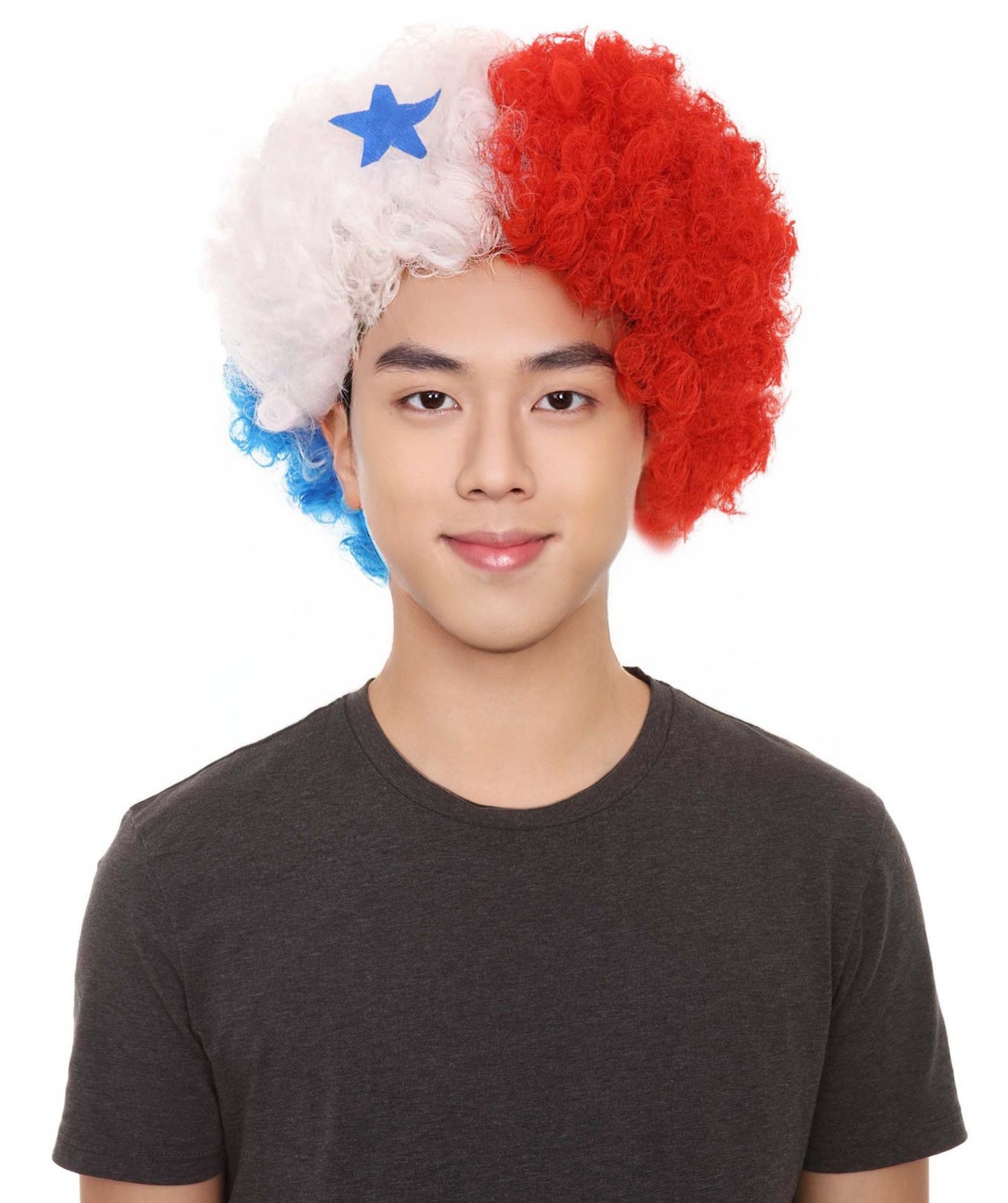 Panama Flag Sport Afro Wig | Blue Red White Jumbo Sport wig