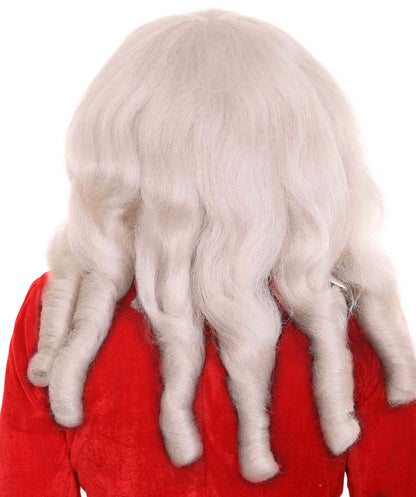 Professional Mens Santa Wig And Full Beard Set | Grey Holiday Wigs | Premium Breathable Capless Cap