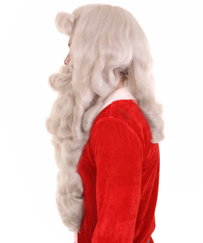 Professional Mens Santa Wig And Full Beard Set | Grey Holiday Wigs | Premium Breathable Capless Cap