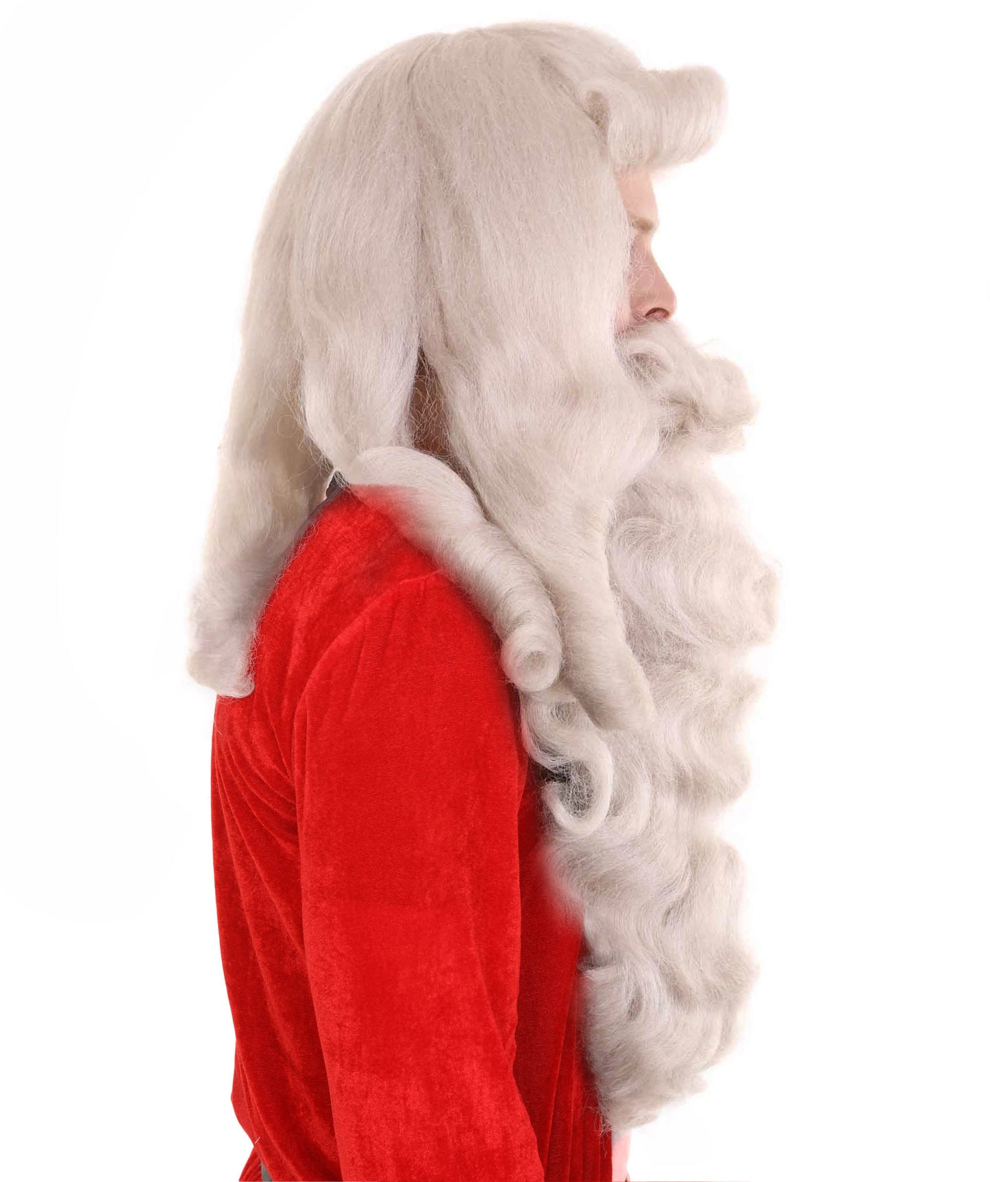 Professional Mens Santa Wig And Full Beard Set | Grey Holiday Wigs | Premium Breathable Capless Cap