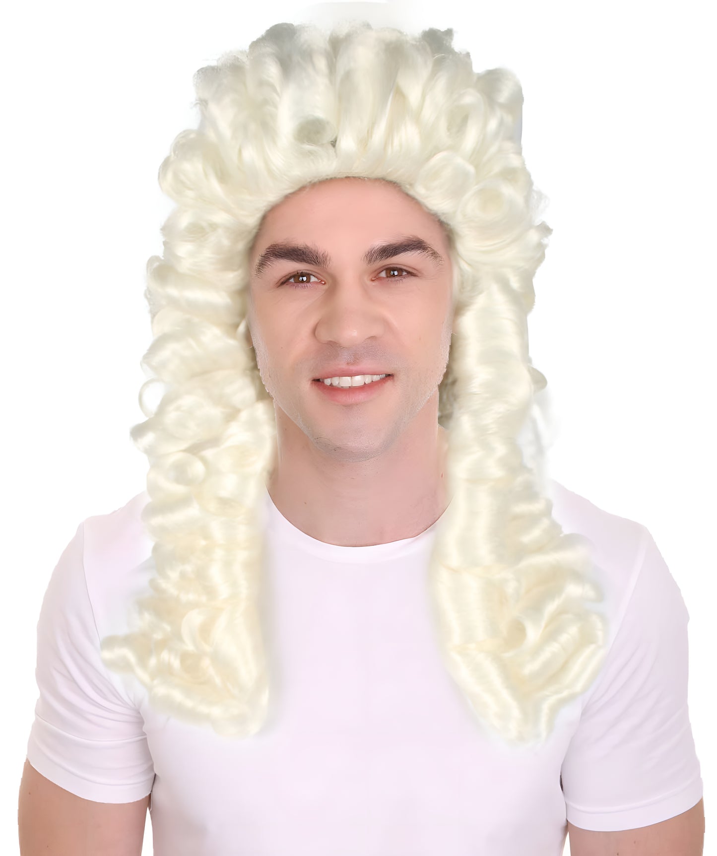 Mens Colonial Historical Judge White Wig | Premium Breathable Capless Cap