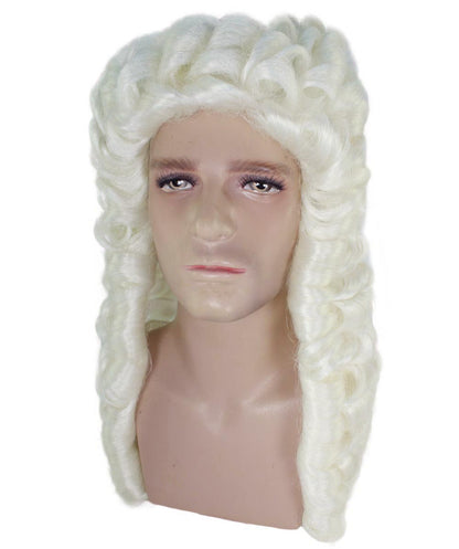 Mens Colonial Historical Judge White Wig | Premium Breathable Capless Cap