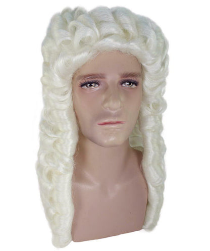 Mens Colonial Historical Judge White Wig | Premium Breathable Capless Cap