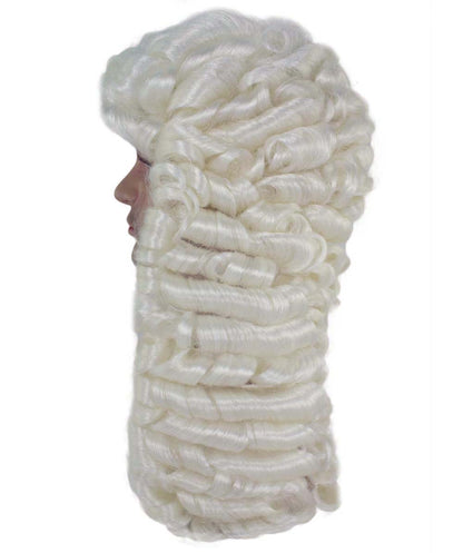 Mens Colonial Historical Judge White Wig | Premium Breathable Capless Cap