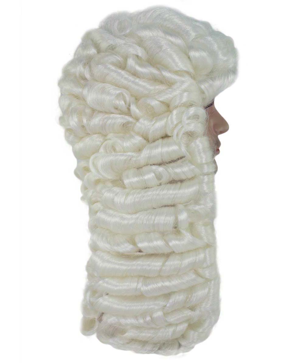 Mens Colonial Historical Judge White Wig | Premium Breathable Capless Cap