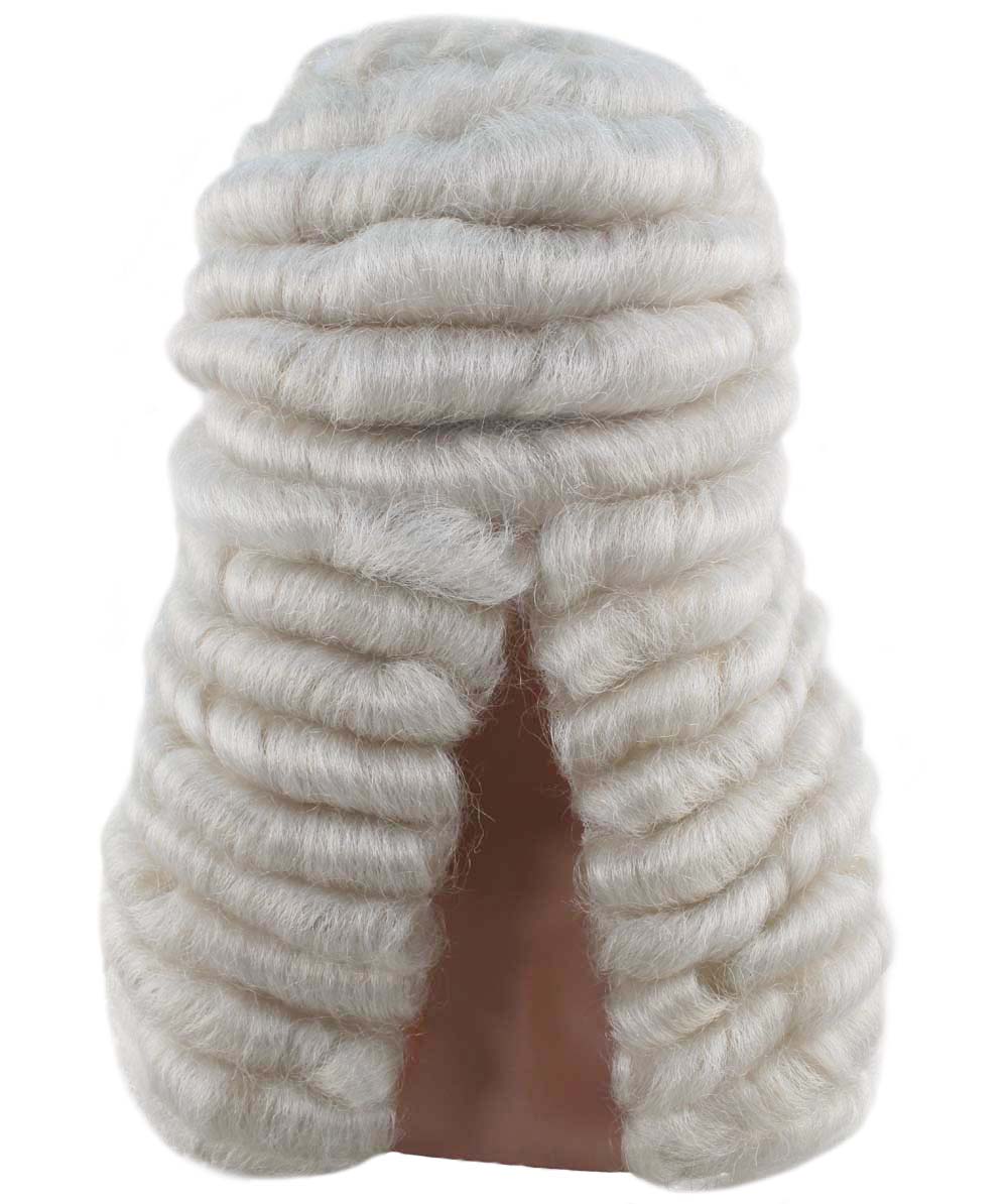 Colonial Men Judge Curly Long White Wig | Premium Breathable Capless Cap