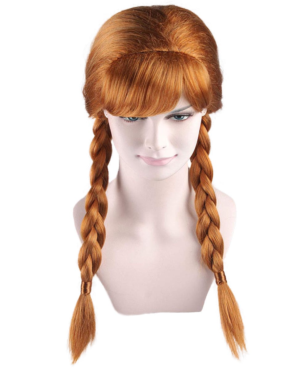 Princess Women Wig | Ginger Long Braided Character Halloween Brown Wig | Premium Breathable Capless Cap