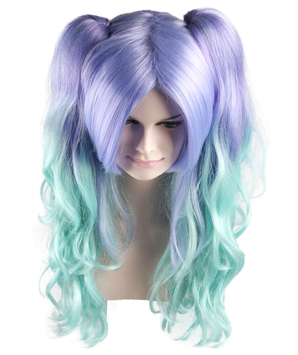 Allure Wavy Purple Blue Womens Wig | Halloween Wig | Premium Breathable Capless Cap