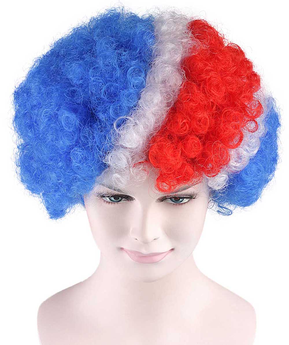 Red Blue Party Afro Wig Super Size Jumbo Character Halloween Wig | Premium Breathable Capless Cap