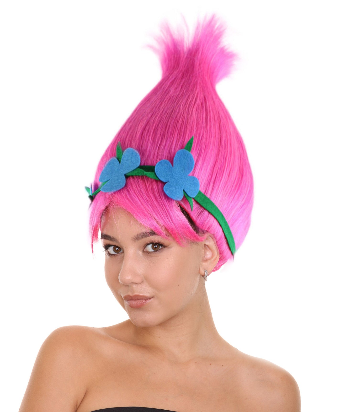 HPO Pointed Princess Troll Pointy Wig Floral Crown Bundle Adult & Teen Hairpiece