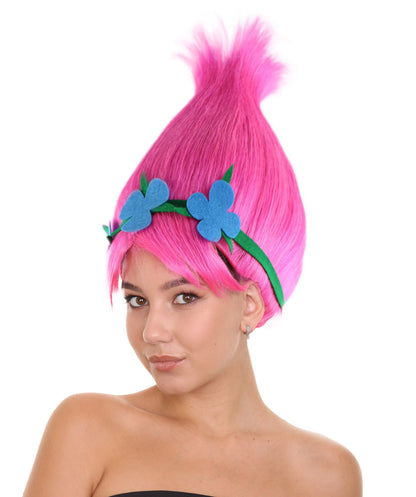 HPO Pointed Princess Troll Pointy Wig Floral Crown Bundle Adult & Teen Hairpiece