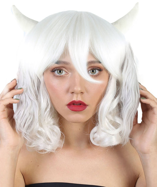Undertale Asriel Wig Horns | White Halloween Wig | Premium Breathable Capless Cap