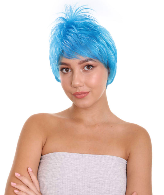 HPO Short Womens Wig | Halloween Blue Wig | Premium Breathable Capless Cap