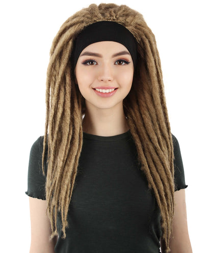 HPO Women's Deluxe Brown Dreadlocks Wig| Perfect for Cosplay| Flame-retardant Synthetic Fiber
