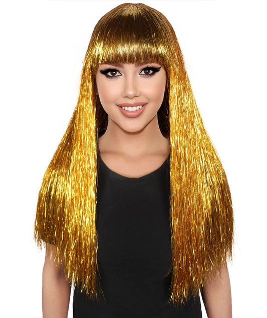 Womens Long Tinsel Wig Collection | Party Ready Halloween Wig | Premium Breathable Capless Cap