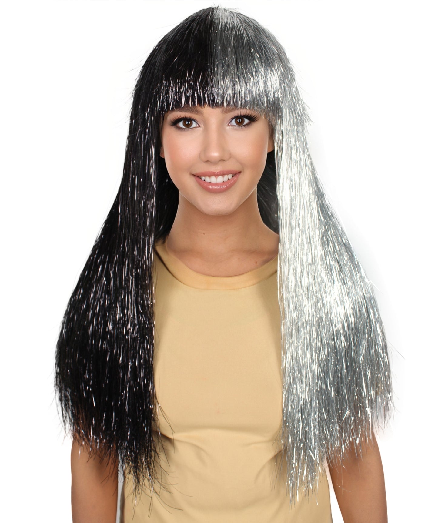 Womens Long Tinsel Wig Collection | Party Ready Halloween Wig | Premium Breathable Capless Cap