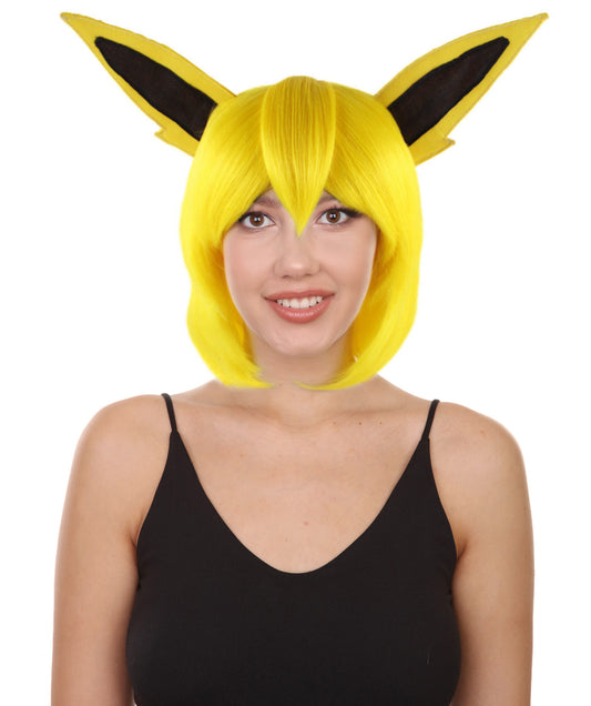 Monster Unisex Wig w/ Ears | Yellow Fancy Wig | Premium Breathable Capless Cap