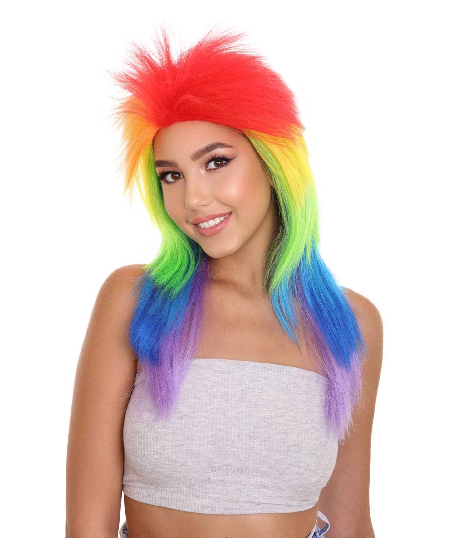 Rainbow Womens Movie  80's Mullet Wig ,TV/Movie Wig , Premium Breathable Capless Cap