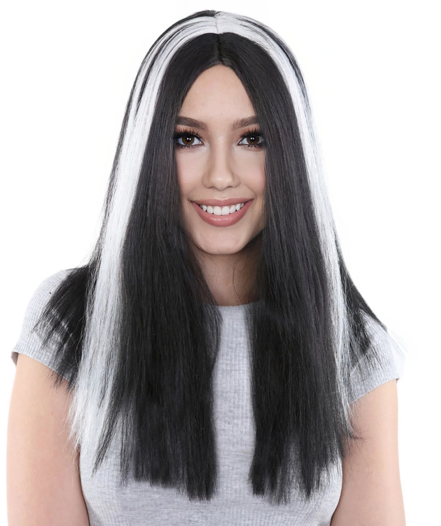 Medium Vampires Women's Wig | Thick Black & White | Premium Breathable Capless Cap