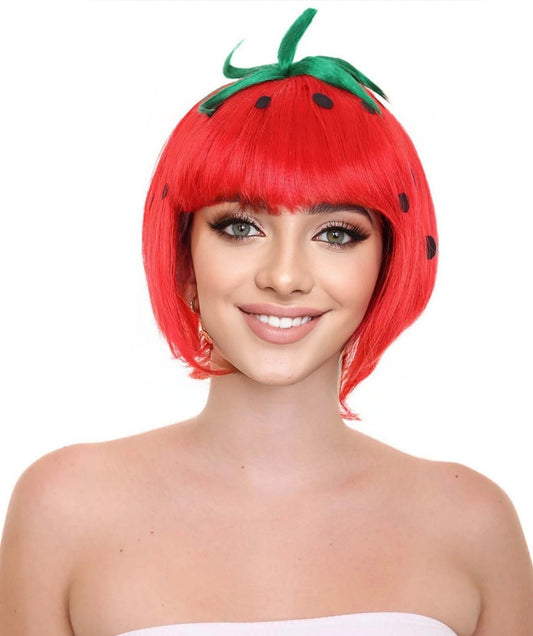 Strawberry Womens Wig | Fruit Party Ready Halloween Wig | Premium Breathable Capless Cap