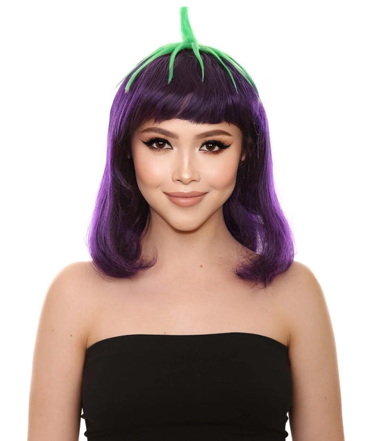 Eggplant Unisex Wig | Colorful Vegetable Fruit Halloween Wig | Premium Breathable Capless Cap