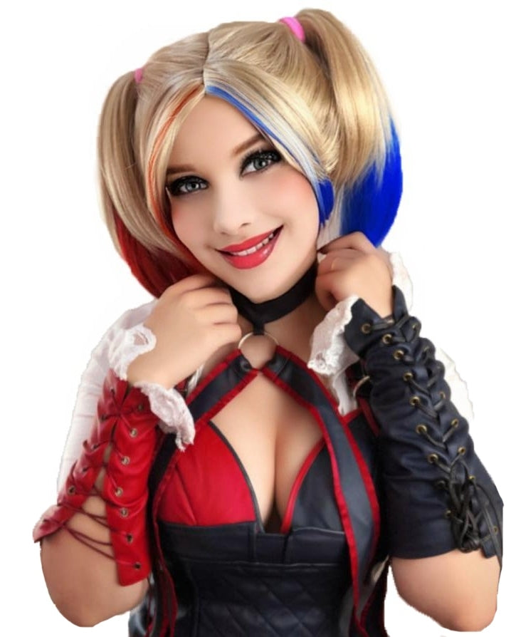 Womens Villain Harley Quinn Wig | Medium Fancy Wig | Premium Breathable Capless Cap