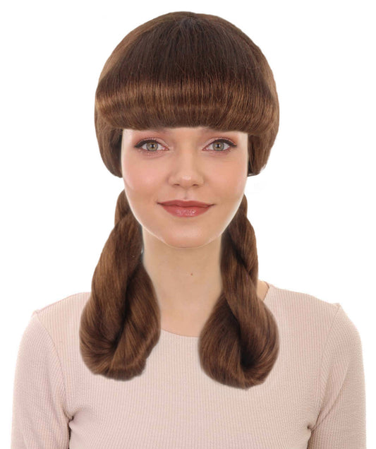 Women's Candy Wig | Brown Color | Perfect for Halloween | Flame-retardant Synthetic Fiber