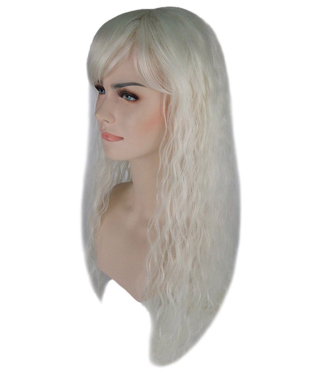 Women’s Enchanting Long Snow Witch Wig | Silver White Fantasy Hairpiece | Capless Cap Design