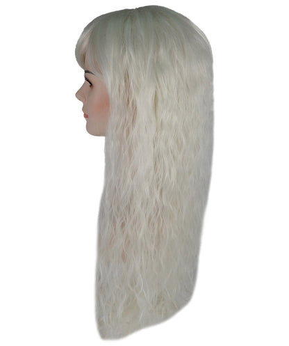 Women’s Enchanting Long Snow Witch Wig | Silver White Fantasy Hairpiece | Capless Cap Design