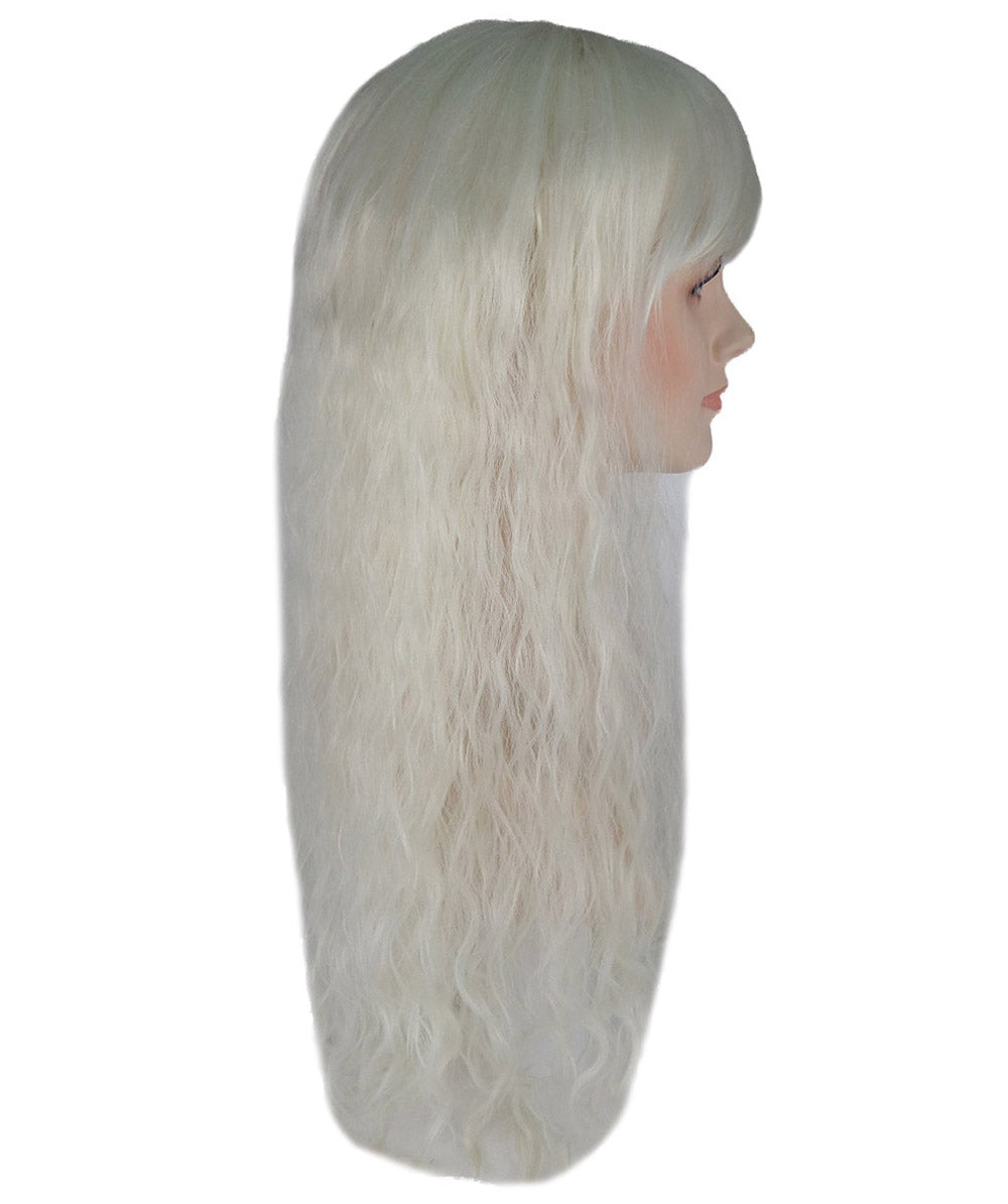 Women’s Enchanting Long Snow Witch Wig | Silver White Fantasy Hairpiece | Capless Cap Design