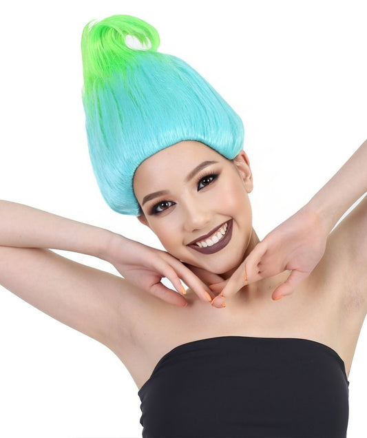 Bluish Green Teen Troll Wigs | Trolls Wig | Premium Breathable Capless Cap