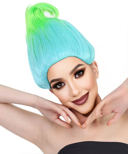 Bluish Green Troll Wigs | Trolls Wig | Premium Breathable Capless Cap