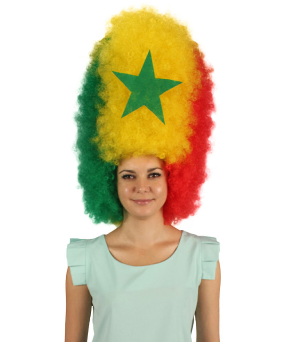 HPO Patriote Flag Sports Party Jumbo Multicolor Afro Wig IFlame-retardant Synthetic Fiber