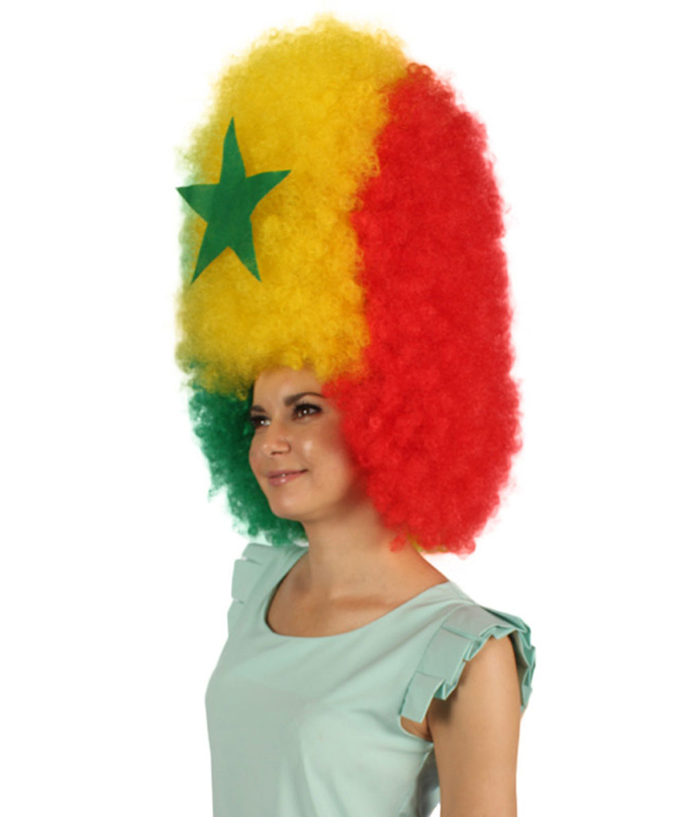 HPO Patriote Flag Sports Party Jumbo Multicolor Afro Wig IFlame-retardant Synthetic Fiber