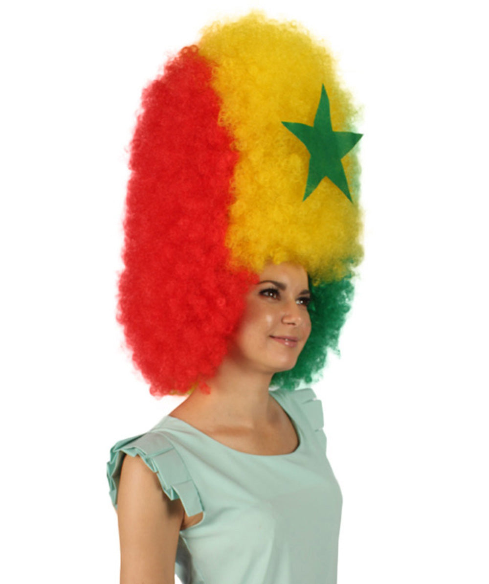 HPO Patriote Flag Sports Party Jumbo Multicolor Afro Wig IFlame-retardant Synthetic Fiber