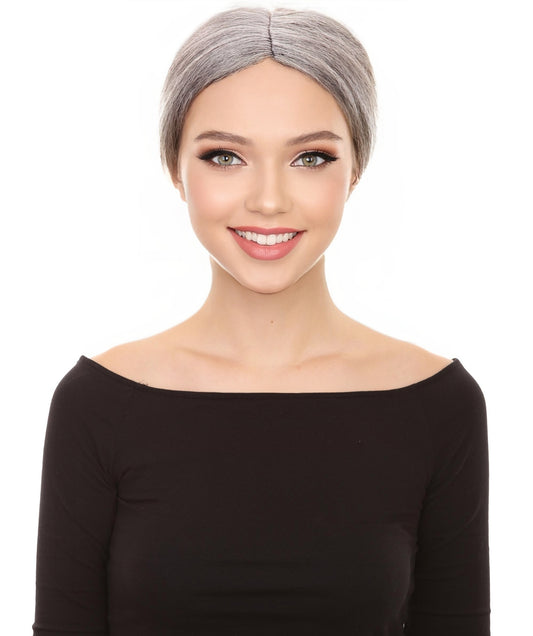 Old Lady Grey Wig | Grandma Character Party Fancy Halloween Wig | Premium Breathable Capless Cap