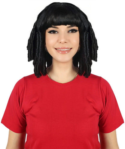 Womens Colonial Historical Black Curly Wig | Premium Breathable Capless Cap