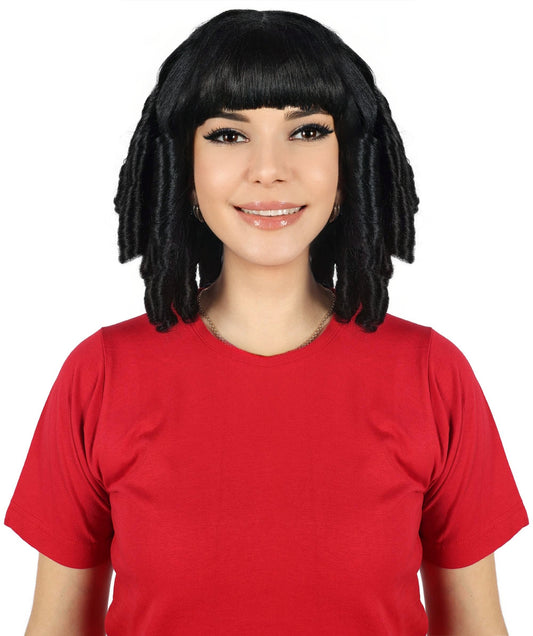 Womens Colonial Historical Black Curly Wig | Premium Breathable Capless Cap