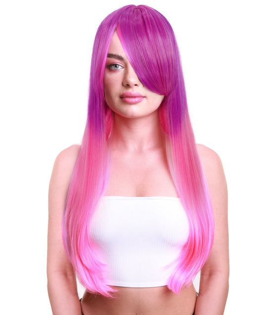 Women Gradation Straight Pink Fancy Wig | Premium Breathable Capless Cap