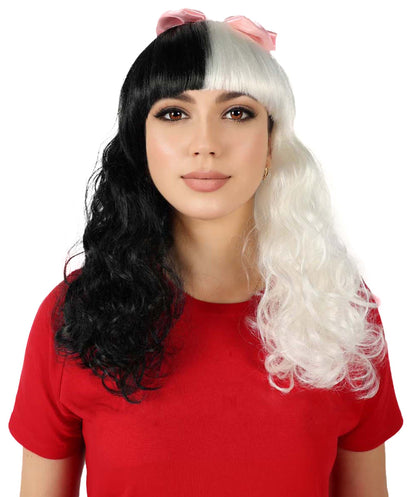 Women's Doll Wig | Pink Bow Purple & Black Wig | Premium Breathable Capless Cap