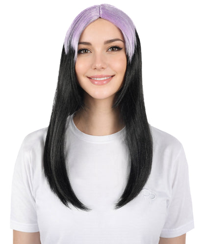 Billie Pop 80's Mullet | Black Wig with Neon Green Roots and Choppy Bangs | Premium Halloween Wig