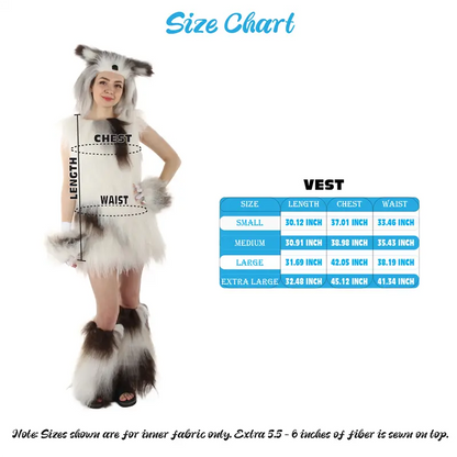 Women's White & Brown Straight Furry Dog Fancy Costume Bundle | Flame-retardant Synthetic Fiber