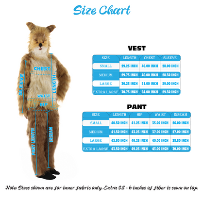Furry Fox Collection Costume | Women's White and Orange Straight Long Furry Fox Fancy  Costume with Tail