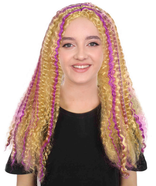 Women's Multicolor Fancy Party Long Wig | Perfect for Halloween | Flame-retardant Synthetic Fiber
