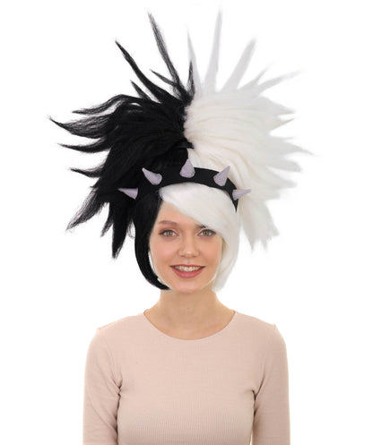 Rock Princess Troll | Multiple Color Punk Wig with Black Band and Grey Horns