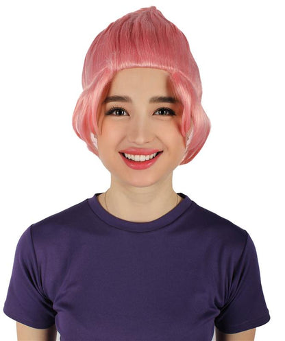 HPO  Women's Crystal Gem Cartoon Alien Pink Pixie Wig