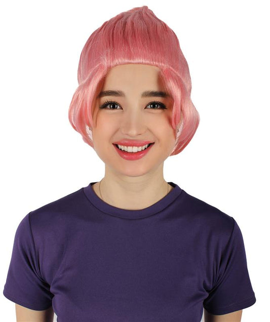 HPO  Women's Crystal Gem Cartoon Alien Pink Pixie Wig