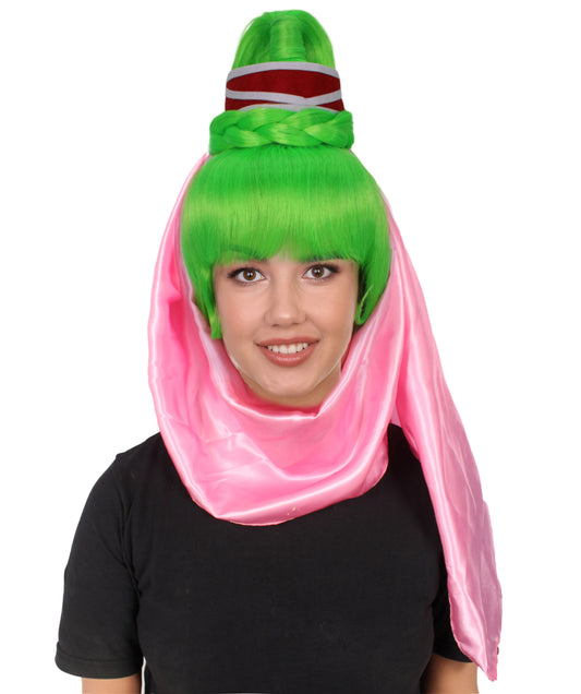 Lime Green Women’s 60s American Sitcom Blonde Genie Wig